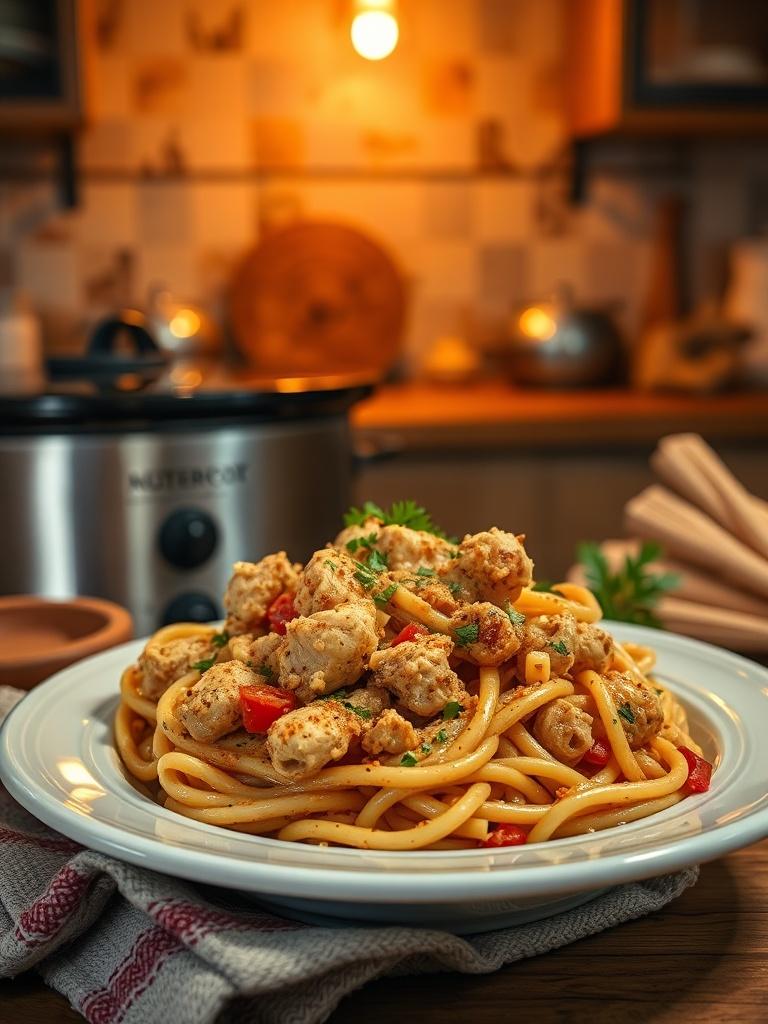 Crock Pot Cajun Chicken Pasta