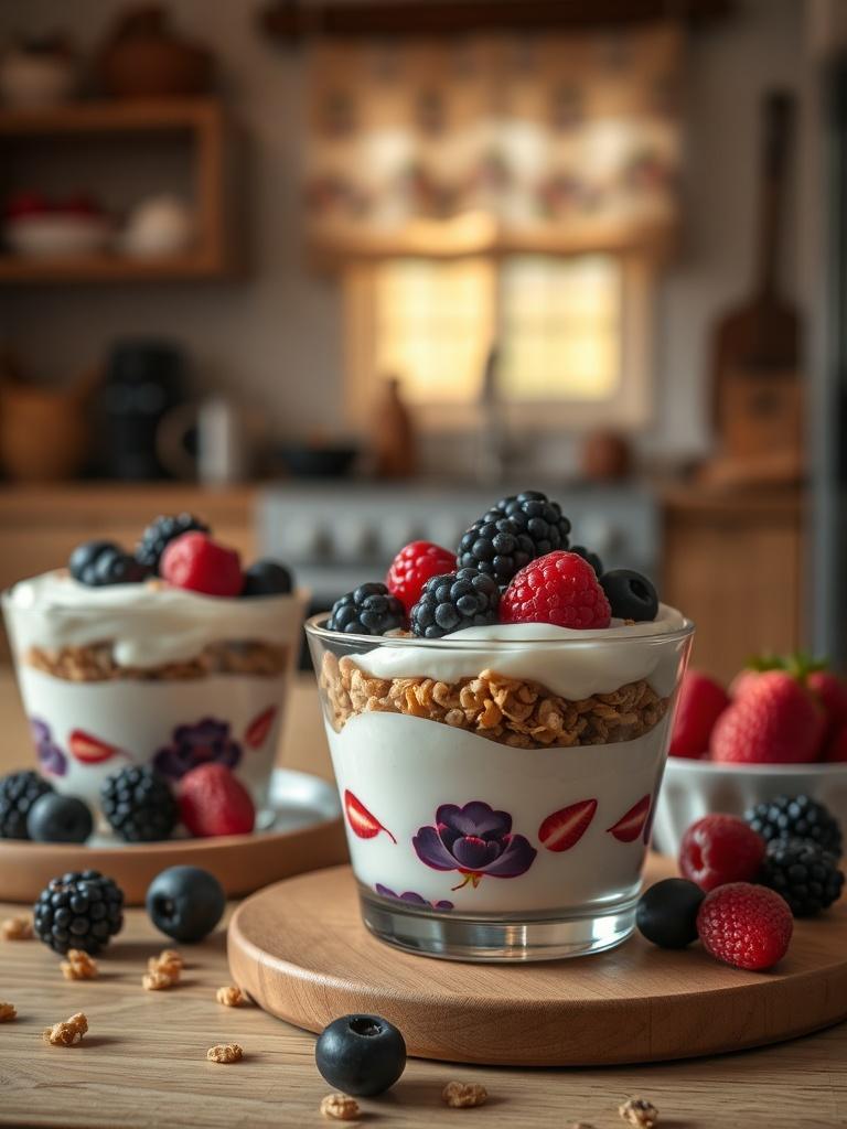 Frozen Yogurt Granola Cups with Berries