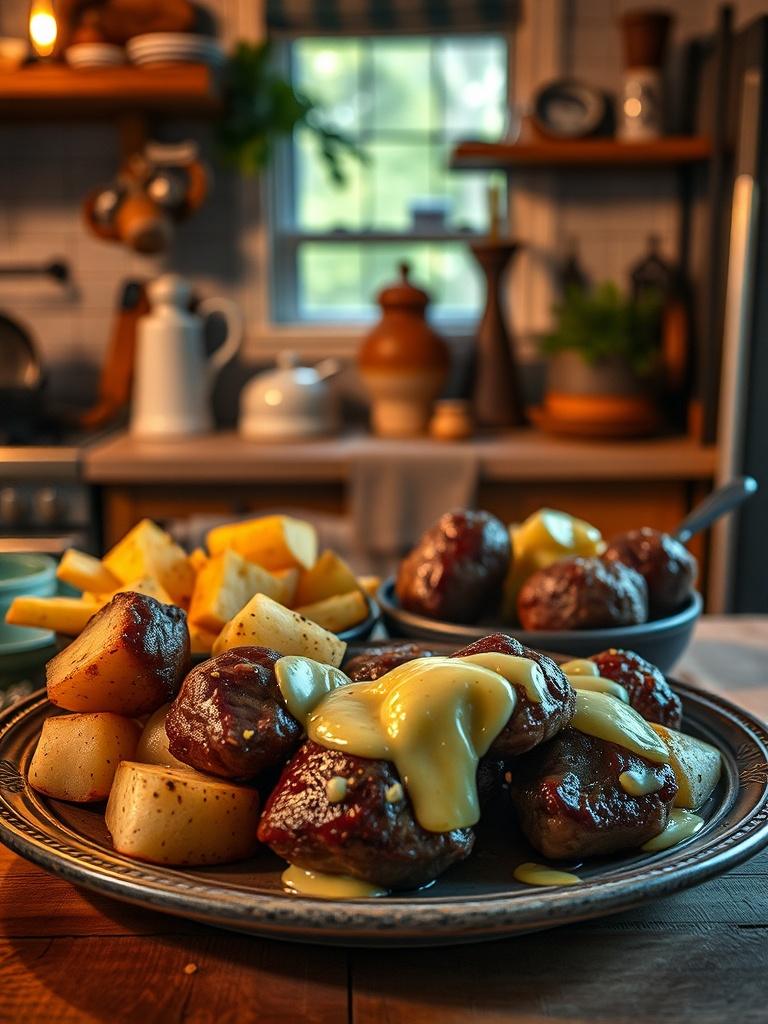 Garlic Butter Steak Bites and Potatoes