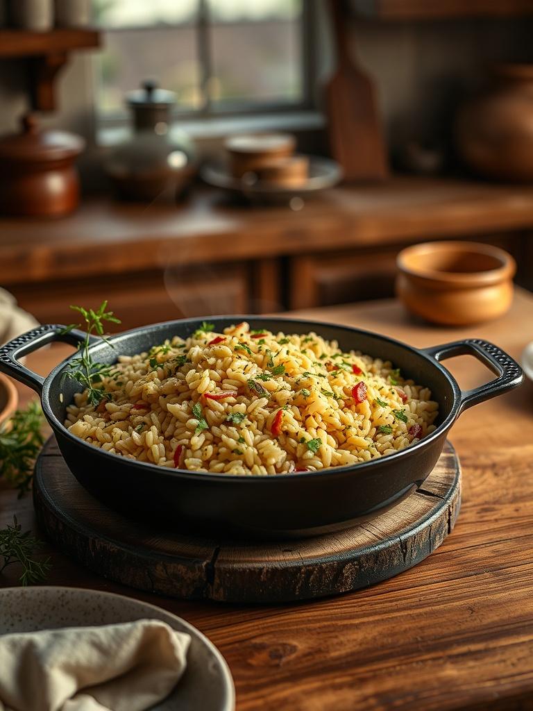 Mediterranean Orzo Skillet