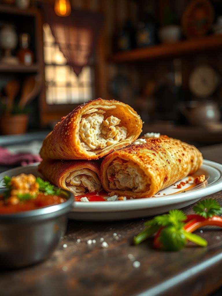 Oven-Fried Chicken Chimichangas